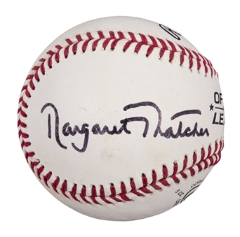 Margaret Thatcher Signed Baseball (JSA) 